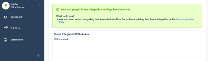 Asana Integration ON Success