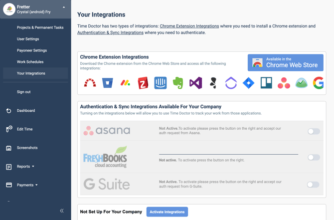 Asana Integration ON User Integration