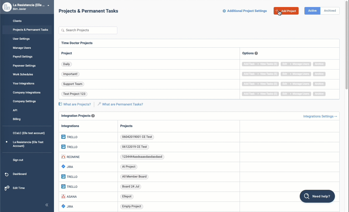 Using Permanent Tasks in Time Doctor - gif 1