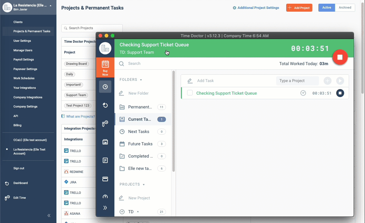 Using Permanent Tasks in Time Doctor - gif 2