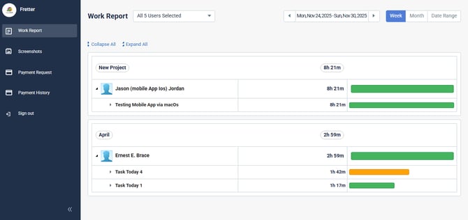 client dashboard page