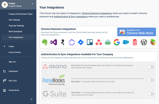 freshbooks integration - user